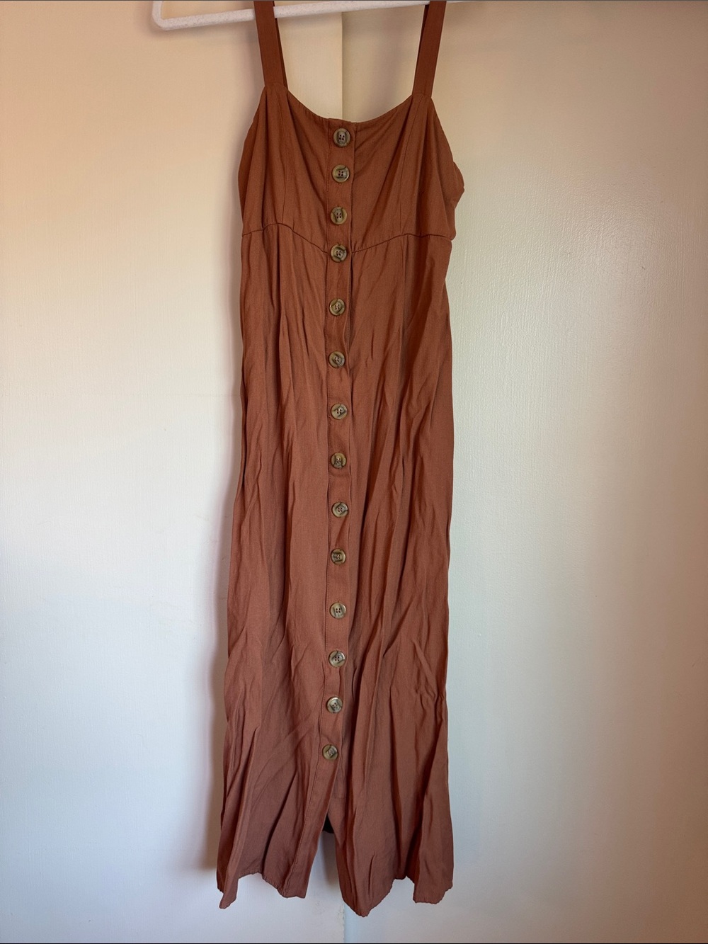 Forever 21 Rust-Brown Button-Front Maxi Dress